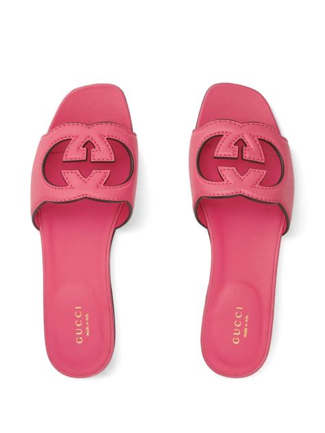 gucci interlocking g slide|Gucci cutout slides.